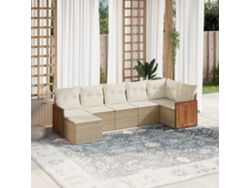 Conjunto de sofá de jardín de 7 piezas con cojines, mimbre sintético beige, Dkd Home Decor