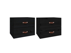 Maison Exclusive - Mesitas De Noche De Pared 2 Uds Negro 50x36x40 Cm