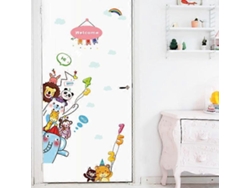 Conjunto de pegatinas de pared con animales, arcoíris y nubes para decorar la habitación de un niño.