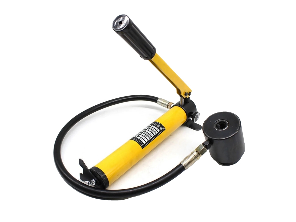 Perforadora de chapa metálica, troquel de corte hidráulico de 15 toneladas, maletín portátil, juego completo de accesorios, color amarillo OEM