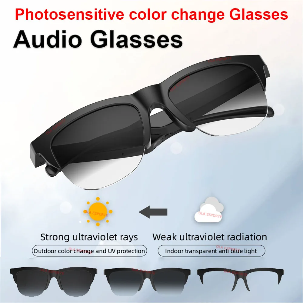 (individual) Gafas De Sol Inteligentes, Fotosensible A La Decoloración, Llamadas Bluetooth, Auriculares, Anti Luz Azul, Resistente Al Agua, Protección Uv