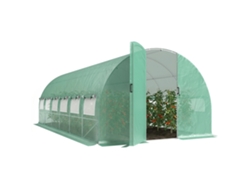 Estufa Túnel 6x3x2 M Com Porta Com Dobradiças 12 Janelas Com Rede E Estrutura De Aço Galvanizado Verde