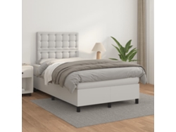 Cama box spring con colchón cuero sintético blanco 120x200 cm
