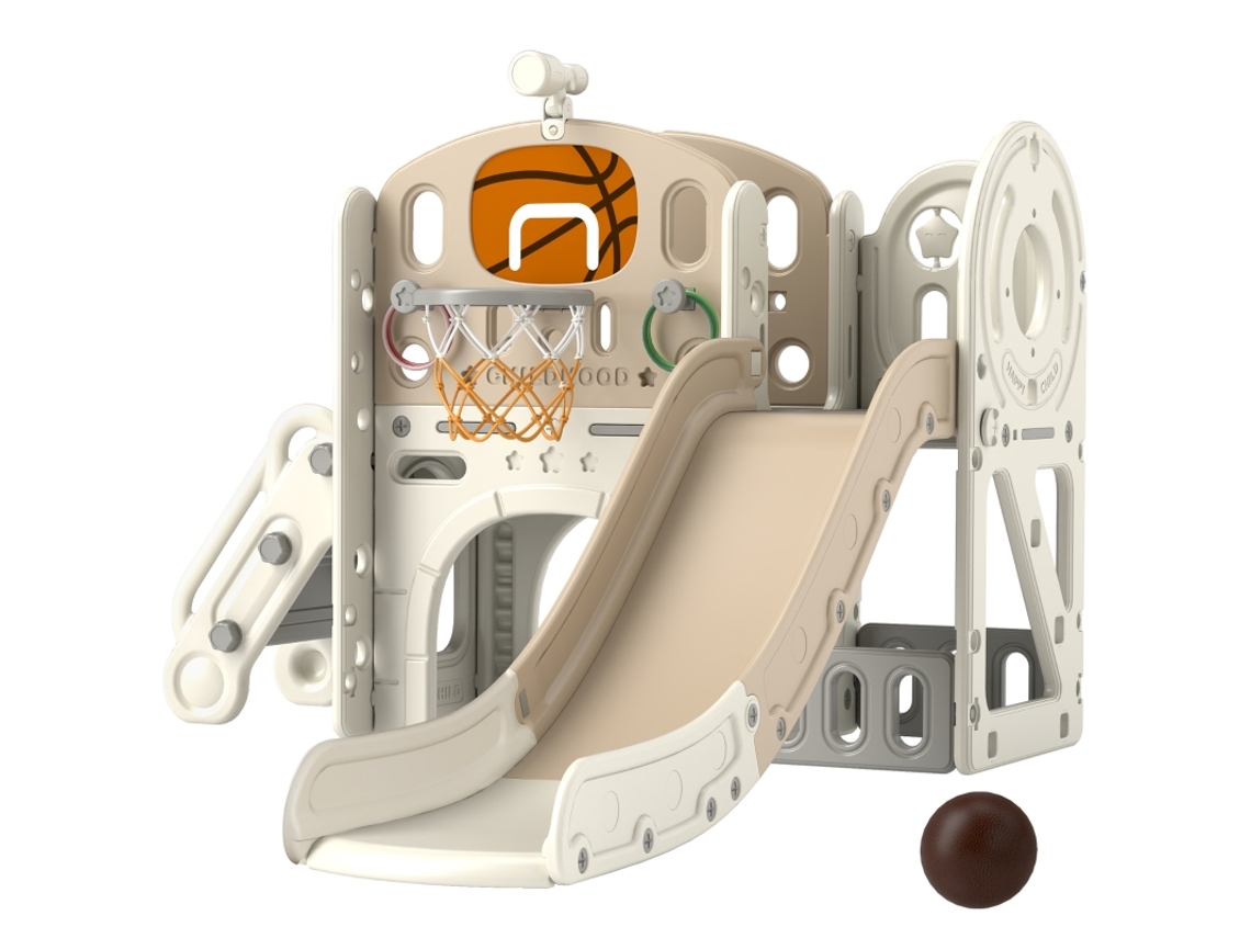 Estructura de juego infantil, tobogán 7 en 1, zona de juegos interior con espacio de almacenamiento y túnel para gatear, 186 x 153 x 111 cm Mc Star