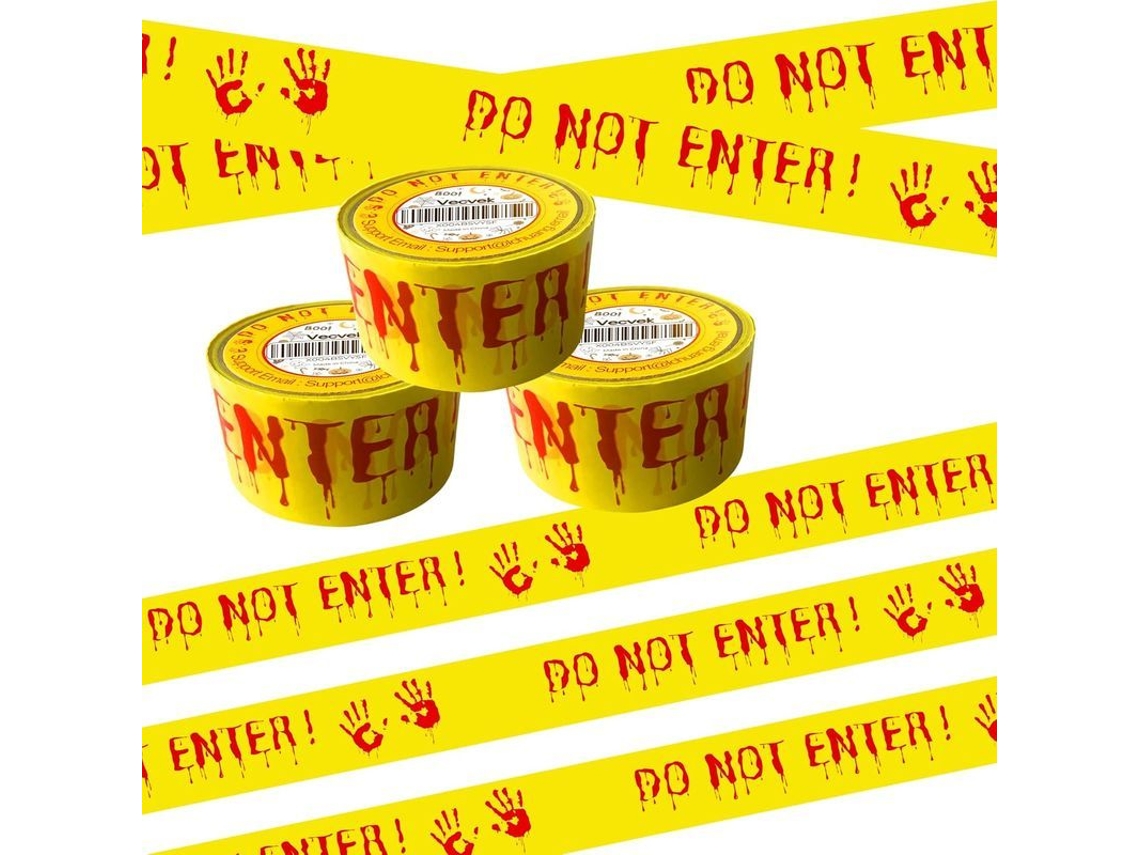 Cinta De Advertencia De Halloween, 3 Unidades, 5 Cm X 25 M, No Entrar, Con Manchas De Sangre, Decorativa Y Aterradora.