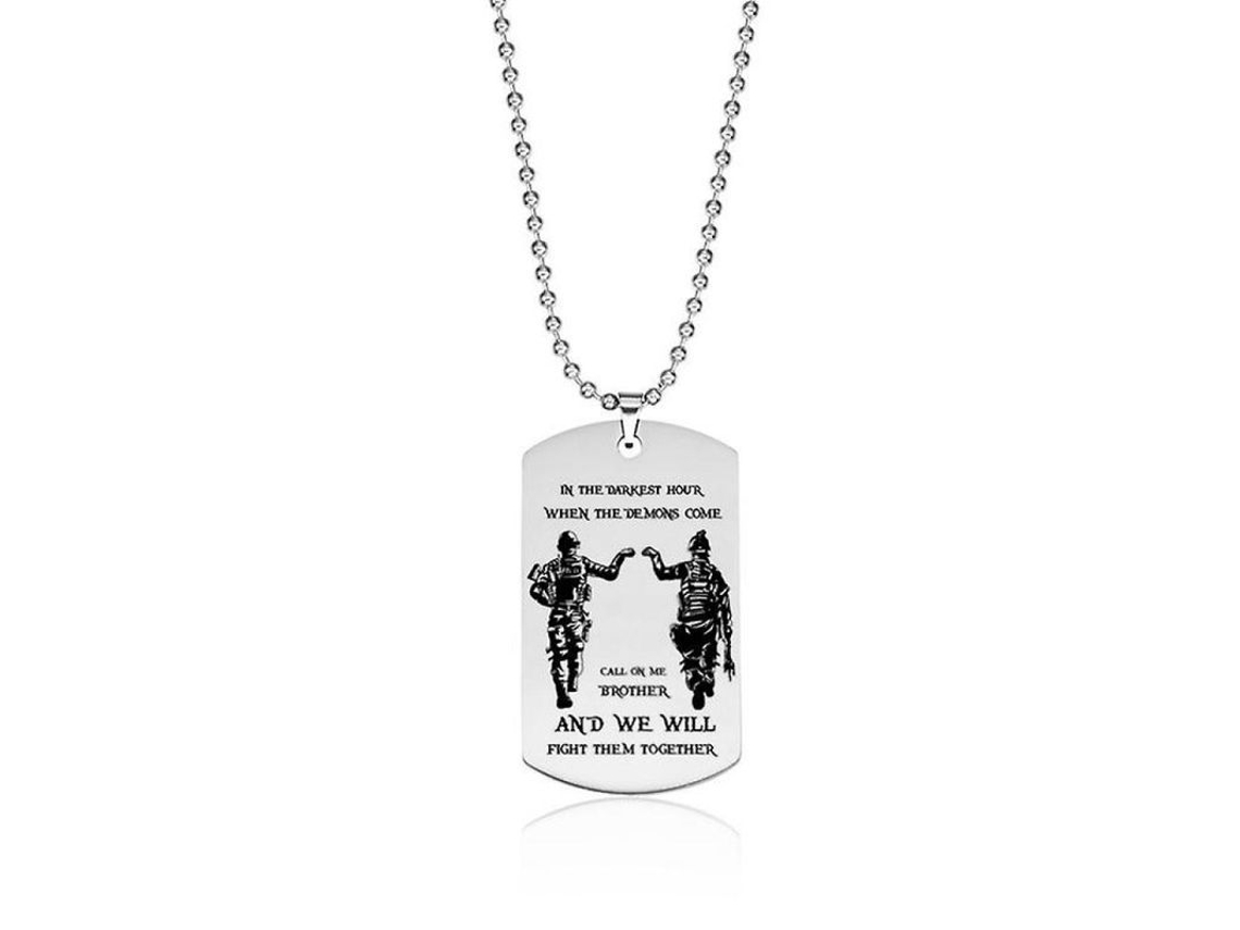 Colgante Hermanos Militar Perro Acero Inoxidable Collar Hombre Motociclista Regalo Soldado Bff C