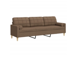 Maison Exclusive - Sofá De 3 Plazas Con Cojines Tela Marrón 210 Cm