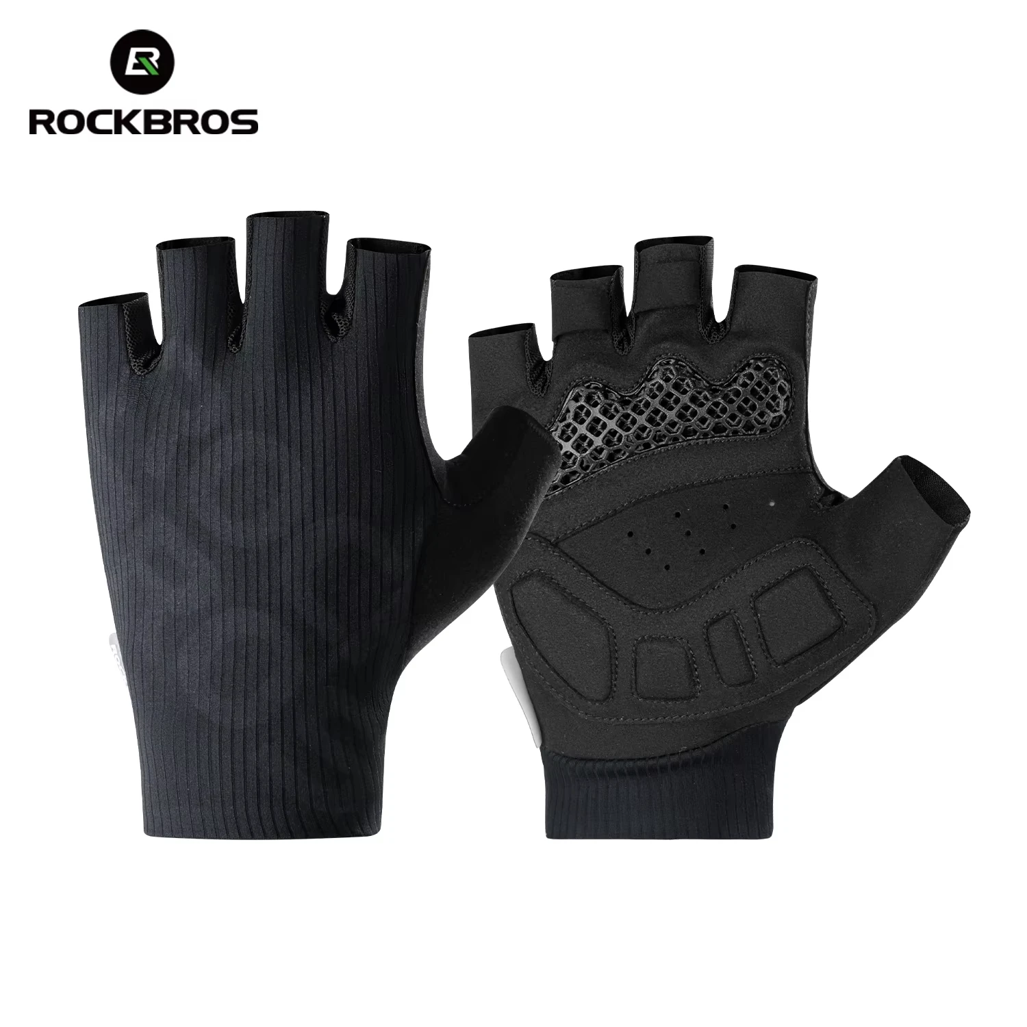 Guantes de ciclismo sin dedos (negros, talla XL), ligeros y de alta elasticidad, transpirables, con absorción de impactos y almohadilla de palma de SBR.