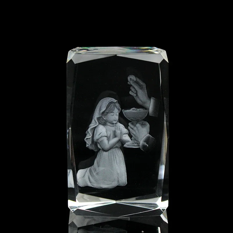 Cubo De Cristal 3d De Niña Rezando, Decoración Para El Hogar, Souvenir