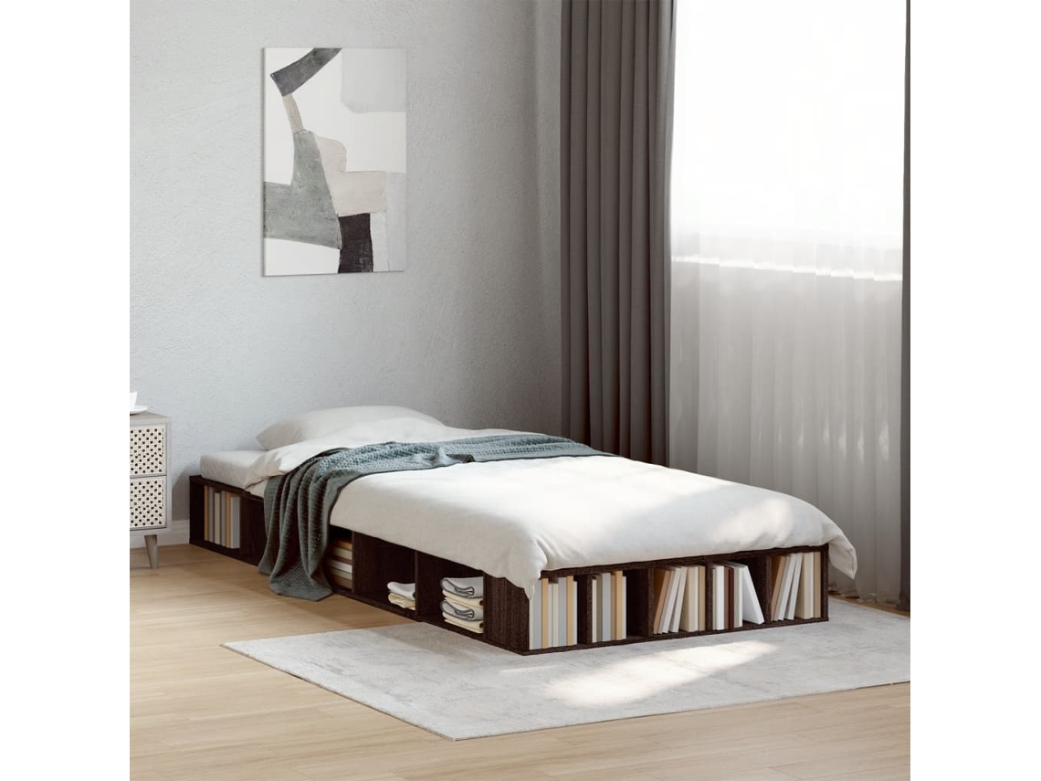 Estructura De Cama Madera De Ingeniería Roble Marrón 75x190 Cm