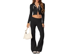 2026-conjunto De Dos Piezas Para Mujer Navideño Y2k: Sudadera Con Capucha Crop De Manga Larga Y Pantalones De Chándal