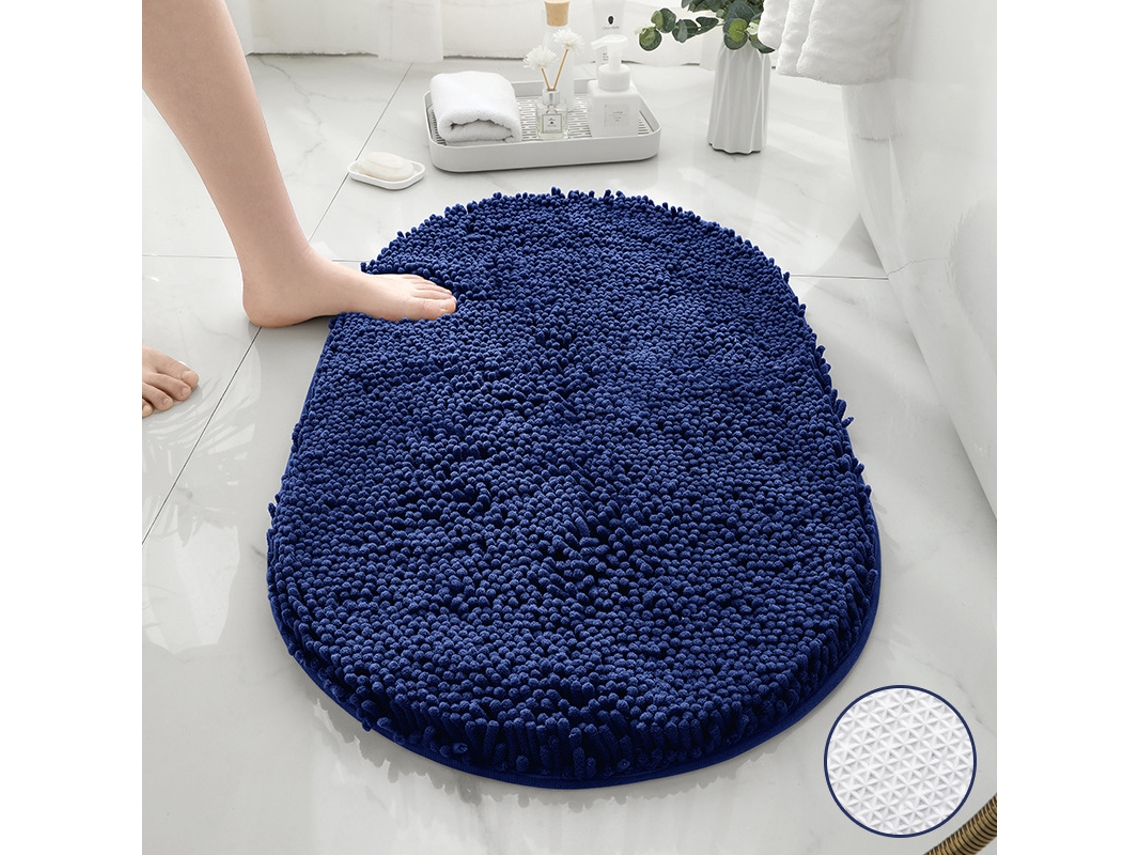 Alfombra de Baño LUUCOZK Antideslizantes Decoración Baño Secado Rápido Absorbentesfondo Tpr Poliéster Azul (50x80cm)
