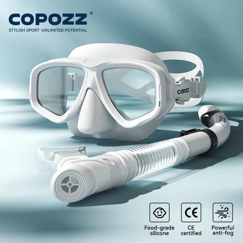 (blanco) Máscara De Buceo Profesional, Antivaho, Con Placa Frontal De Cristal Templado, Unisex.