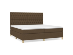 Maison Exclusive - Cama Box Spring Con Colchón Tela Marrón Oscuro 200x200 Cm