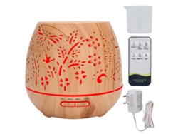 Humidificador/difusor de aromas con mando a distancia, 400 ml, textura de madera.