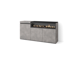 Aparadores para salón 150x75x35cm 3 Puertas Chimenea eléctrica Cemento