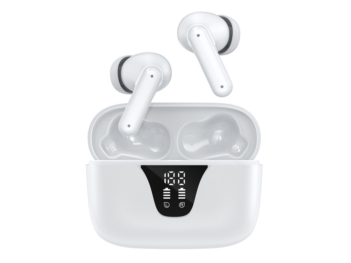 Auriculares Inalámbricos Horas Tiempo Reproducción Impermeables Android Yizhood Blanco
