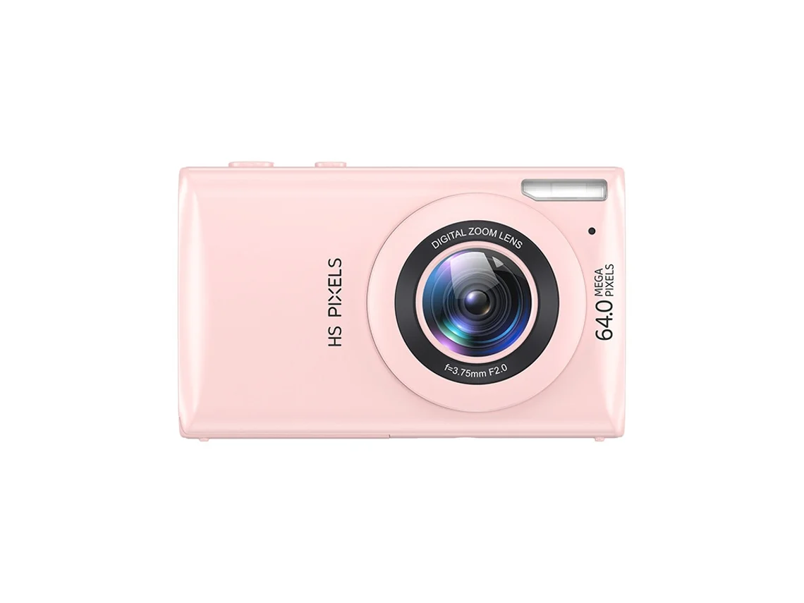 Cámara digital, cámara compacta de vlogging 4K para principiantes, enfoque automático con zoom digital de 64MP 18x(rosa) CHRONUS