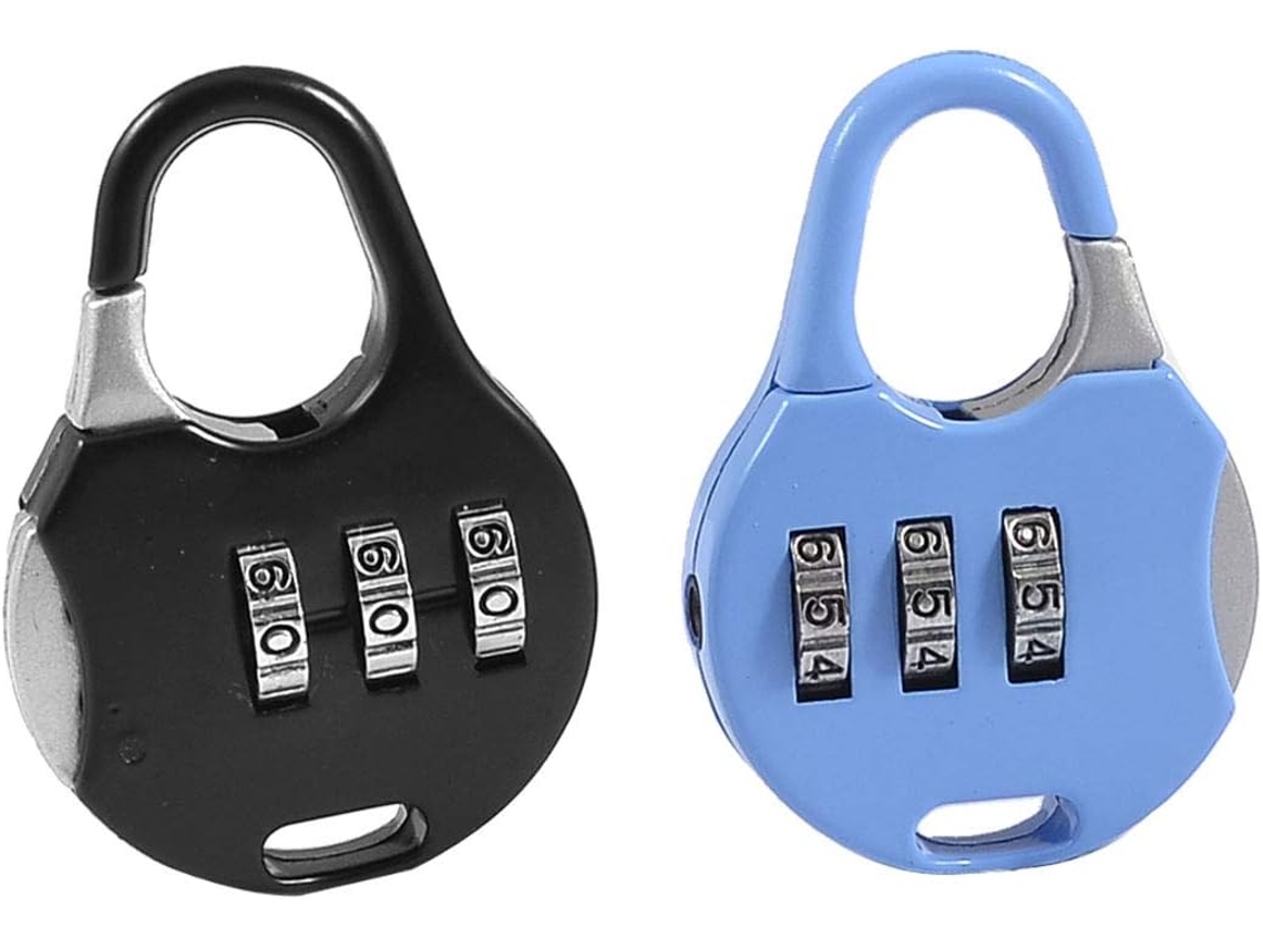2 candados de combinación reconfigurables de 3 dígitos en formato de bolsa, candado codificado, azul, CHABERLU