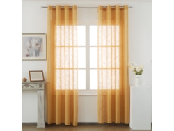 Cortina de lino con tejido traslúcido 140 x 260 cm Mostaza - Individual