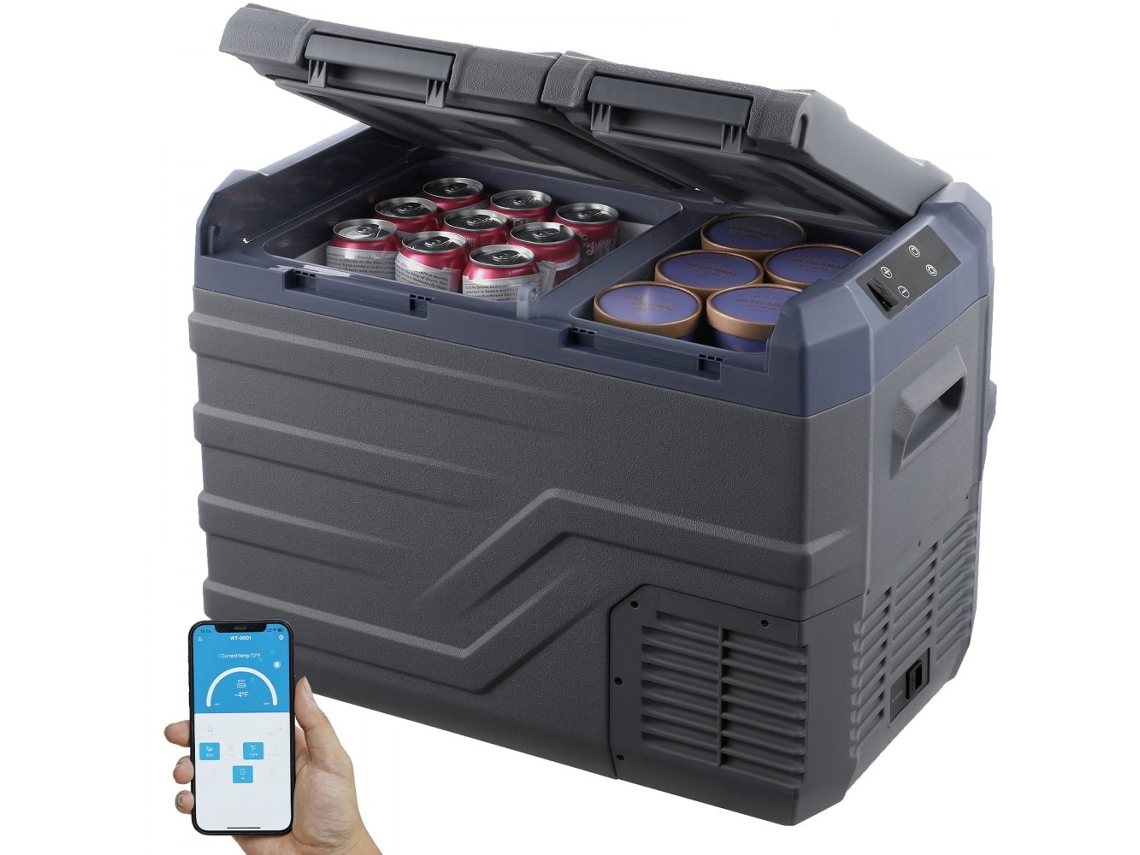 Refrigerador portátil de 32L con doble zona y congelador, 60W para coche y camping Tekmaquinas