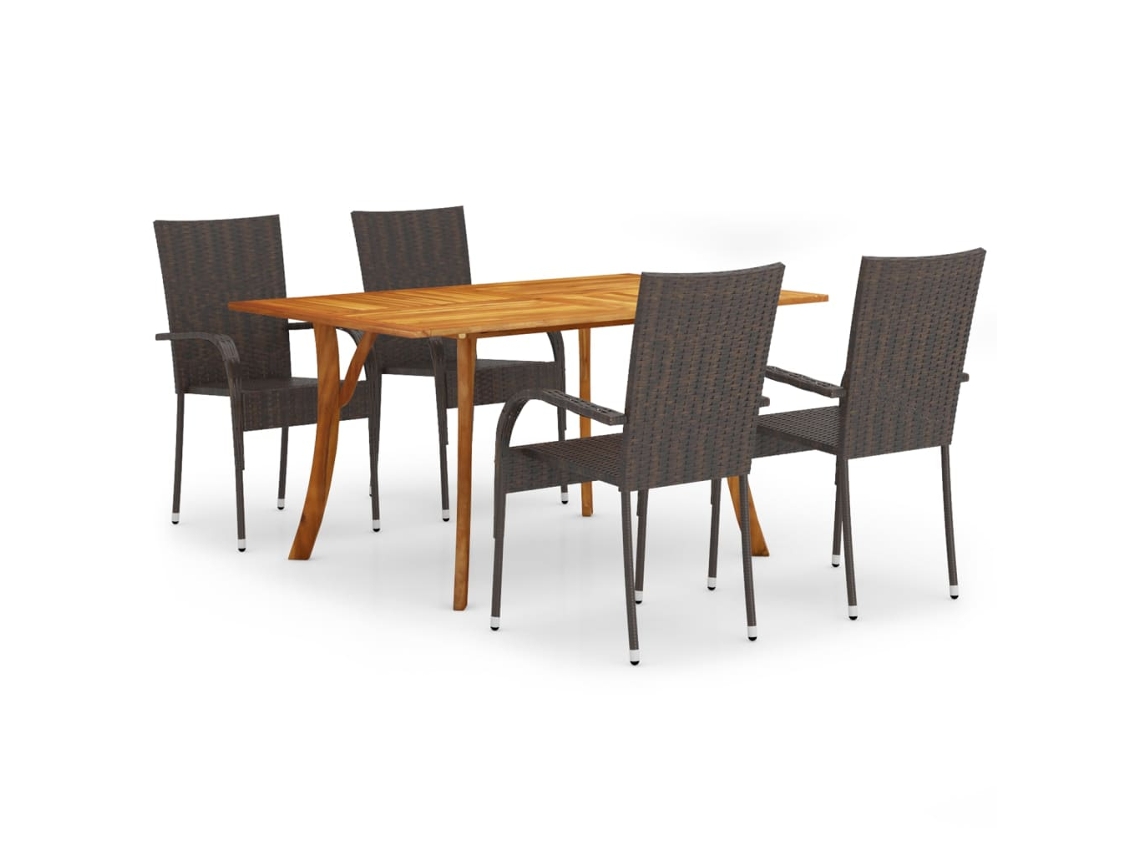 vidaXL Juego de comedor para jardín 5 piezas marrón