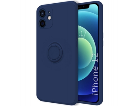 Carcasa iPhone 12 (6.1) TUMUNDOSMARTPHONE Silicona Líquida con Anillo Azul