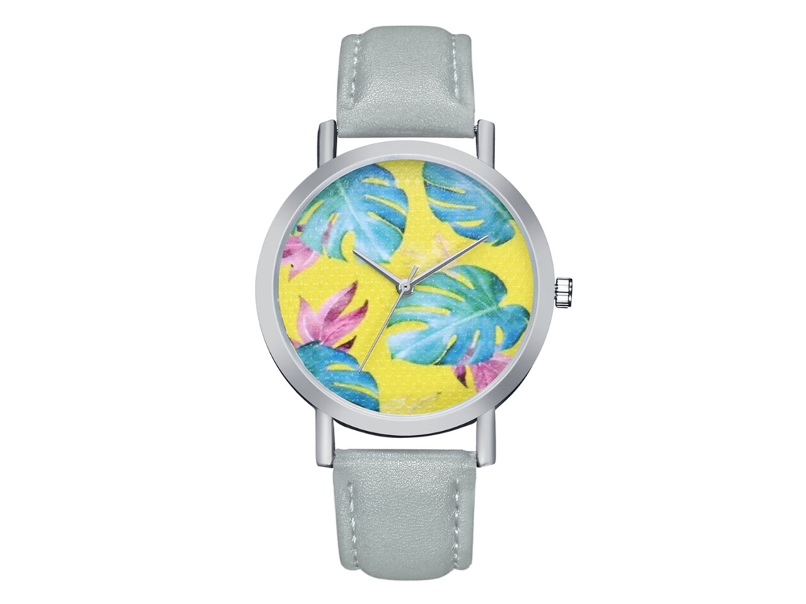 Reloj De Cuarzo Analógico Casual Mujer Hombre Correa Pu Regalo Gris