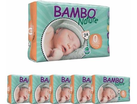 Pañales BAMBO NATURE T0 (Pack 6x24 - 1 a 3 kg)