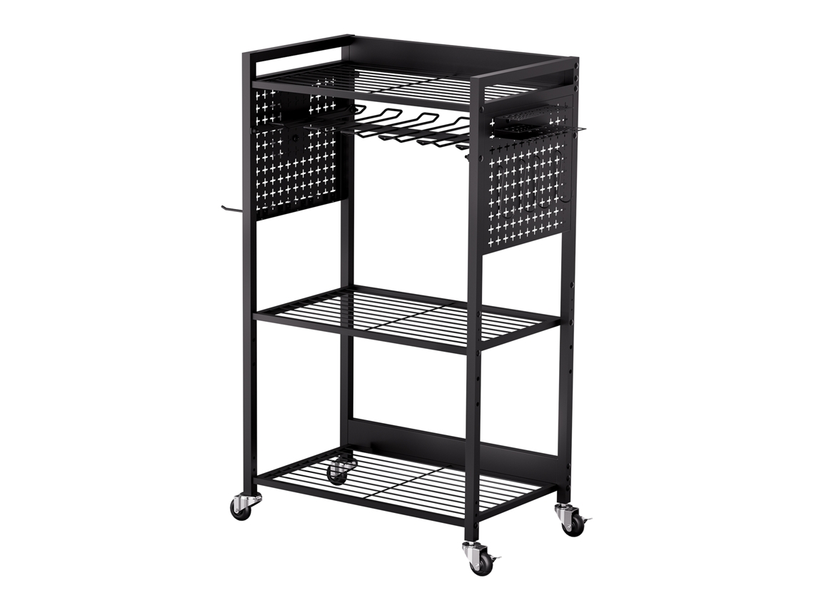 Carrito organizador de herramientas de 4 niveles Succebuy, capacidad de 150 lb, negro