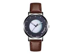 Reloj De Pareja De Cuero De Moda Con Esfera Redonda Y Movimiento De Cuarzo (color Café Oscuro)
