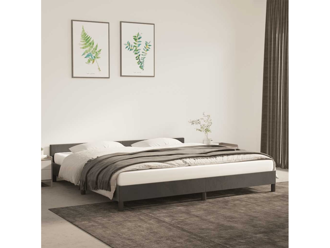 Estructura Cama Sin Colchón Terciopelo Gris Oscuro 200x200 Cm