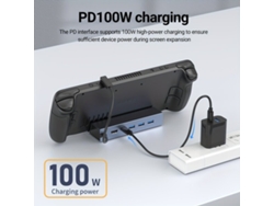 Base para Steam Deck con carga rápida de 100 W y HDMI 4K.vayotoy