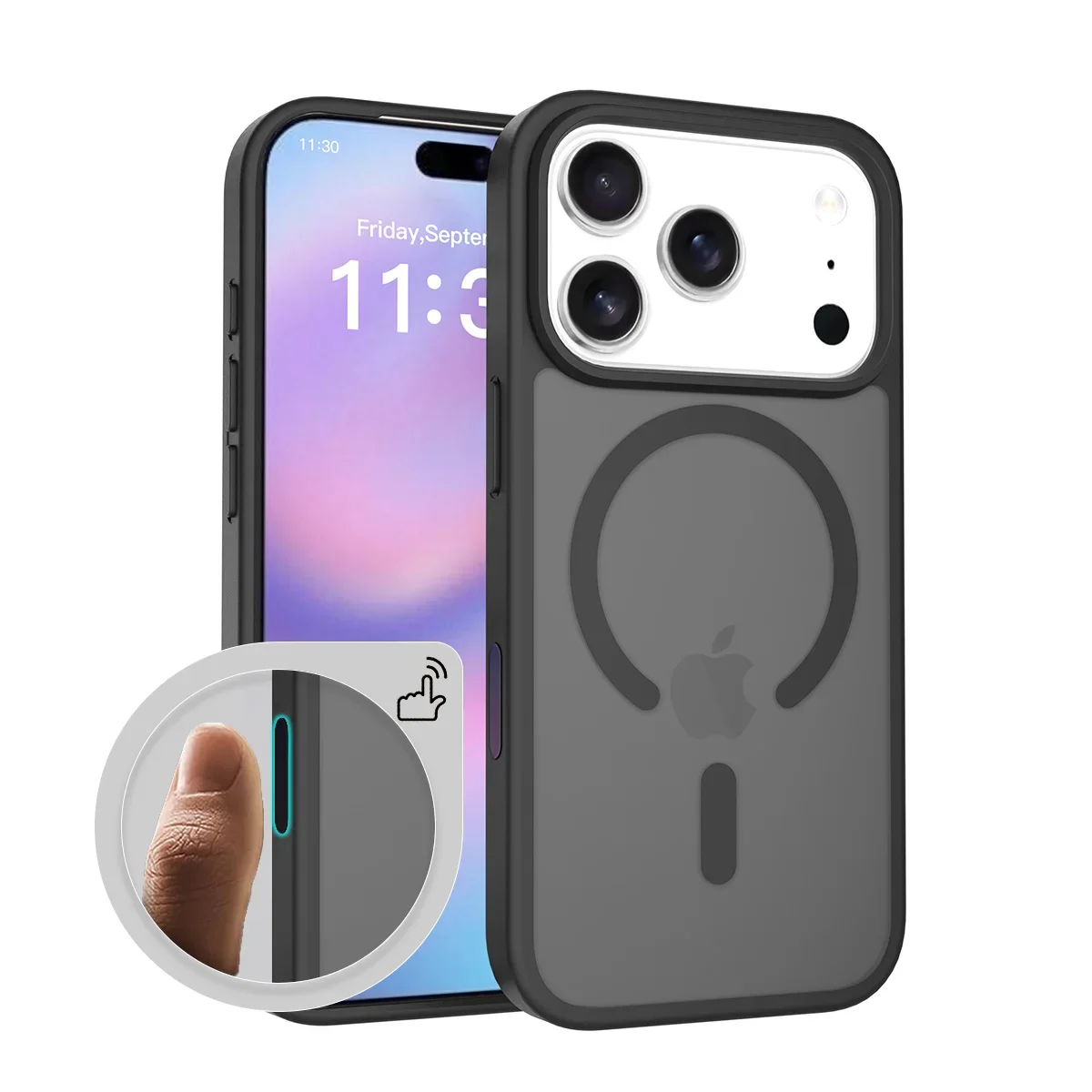 (negro, Iphone17 Pro Max) Caja De Teléfono De Alta Calidad De Color De Caramelo Para La Piel Scrub, Soporte De Carga Inalámbrica De Succión Magnética