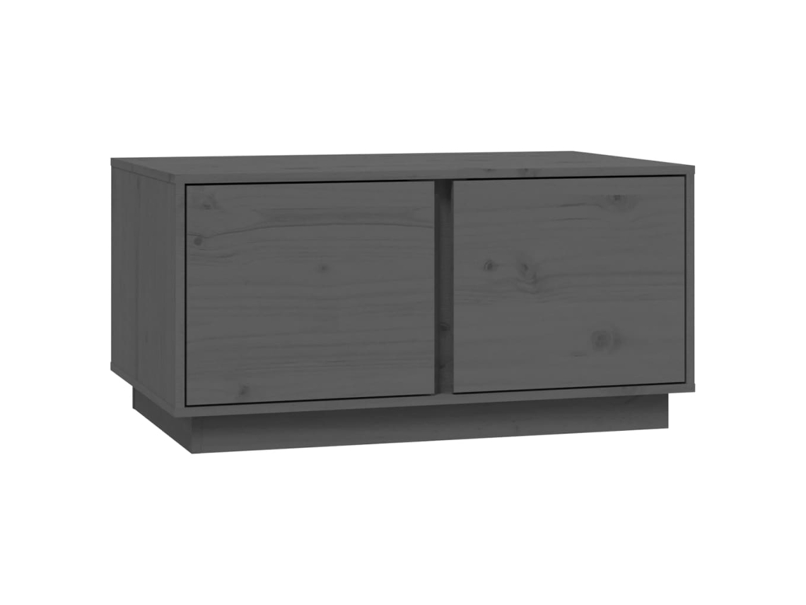 Mesa de centro con 2 compartimentos, diseño rústico, 80 x 50 x 40 cm, madera maciza de pino gris, Dec039203