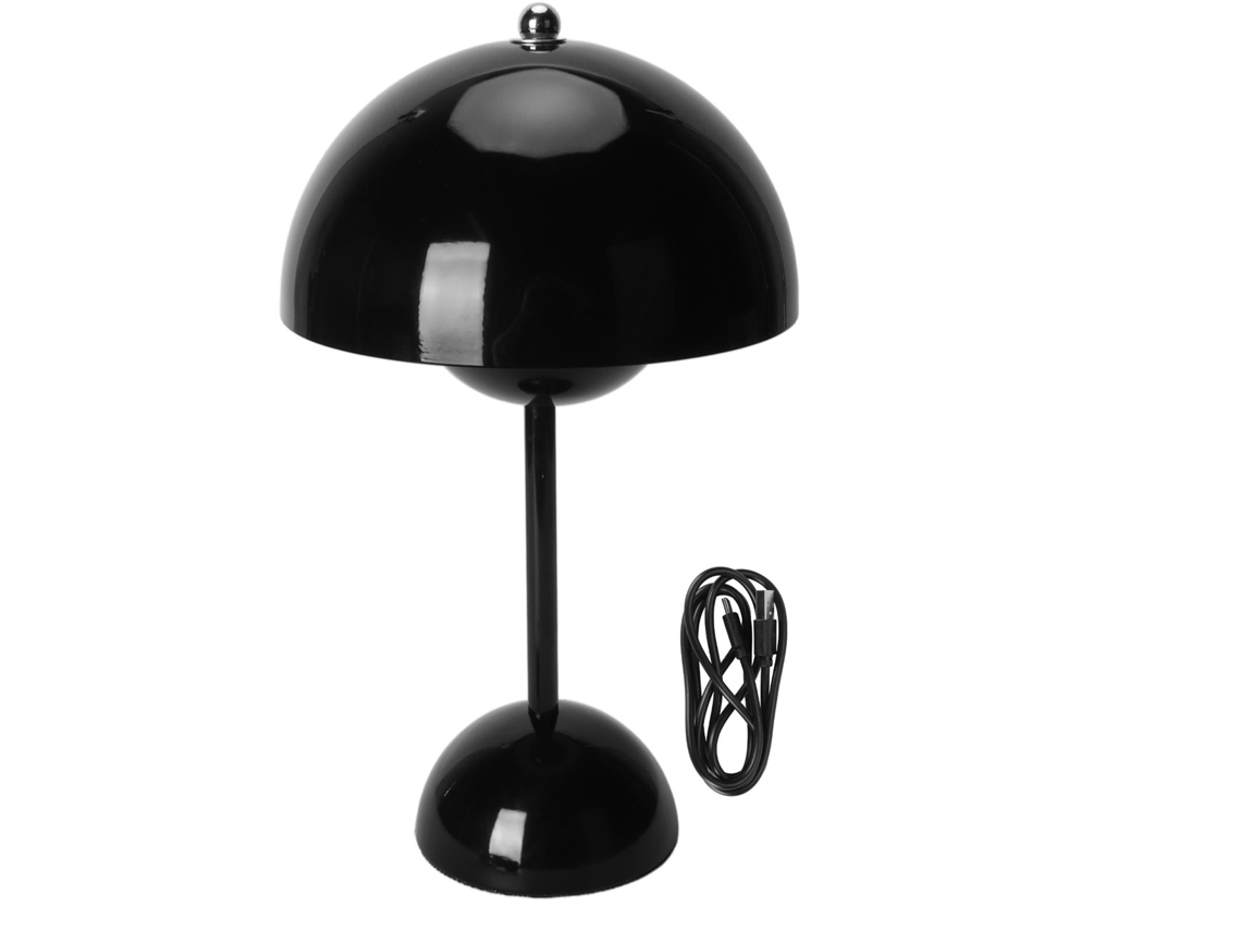 Rebe-lámpara De Mesa Inalámbrica Táctil Ajustable Led Recargable Usb Con Domed Mushroom Para Dormitorio Sala Oficina Negro