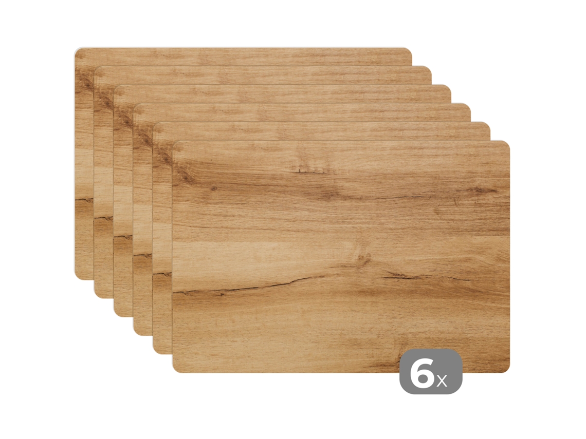Manteles Individuales Juego De 6aspecto Madera - Marrón - Madera 45x30 Cm