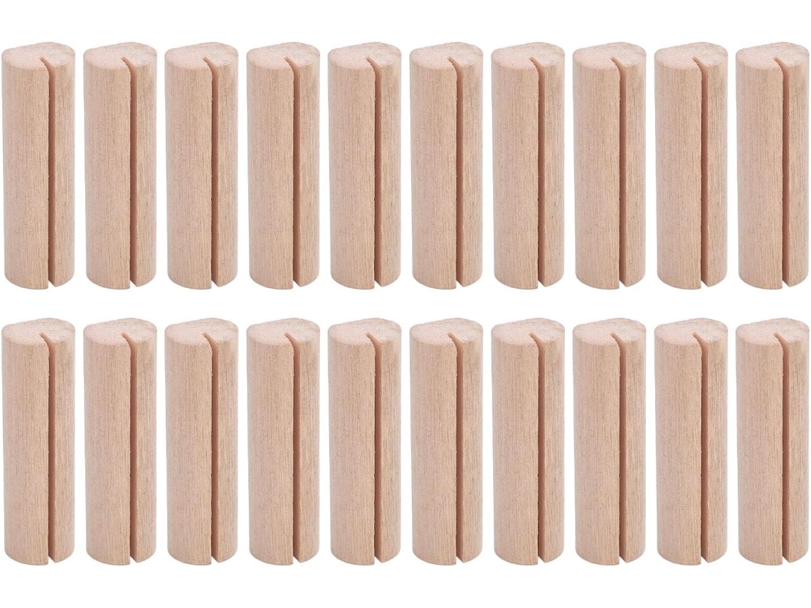 Juego De 20 Portafotos Cilíndricos De Madera - Portatarjetas Rústicos Para El