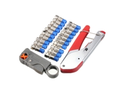 Set De Herramientas Multifuncional Para Cable: Crimpadora, Cortador Y Pelacables Coaxial F-head (22 Piezas)