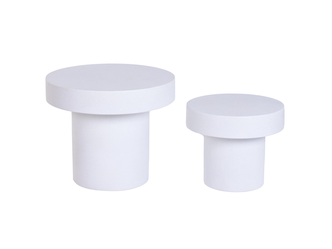 Set 2 Mesita Auxiliar Grc Exterior Blanco 60x60x50cm