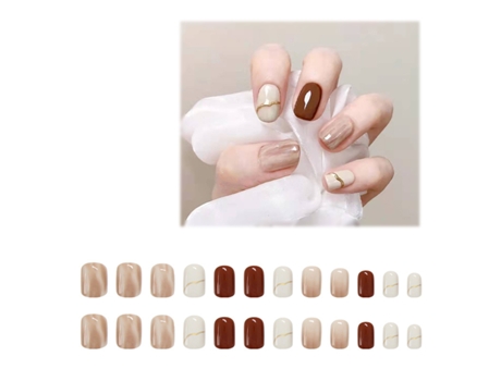 Puntas de uñas estilo degradado nude - Modelo R314 (con pegamento para uñas degradado nude)
