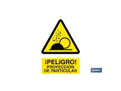 Señal poliestireno 297 x 210 mm proyección partículas
