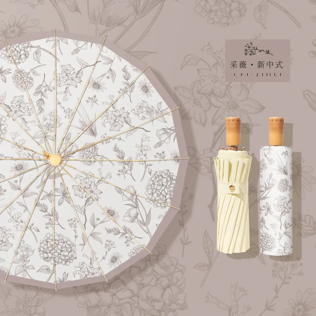 Paraguas De Mujer De Estilo Retro Francés Con Protección Uv, Sombrilla Parasol, Tamaño Grande, 16 Varillas.