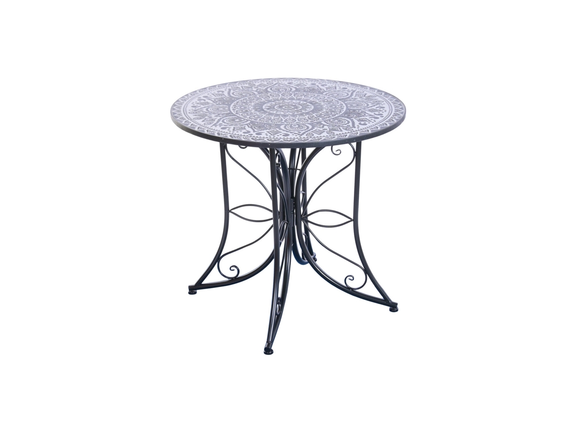 Mesa Metal Ceramica Negro 80x80x76cm