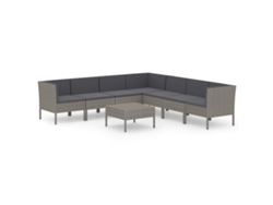 Maison Exclusive - Set De Muebles De Jardín 8 Pzas Y Cojines Ratán Sintético Gris