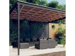Conjunto de jardín DKD Home Decor de 9 piezas con cojines de mimbre gris