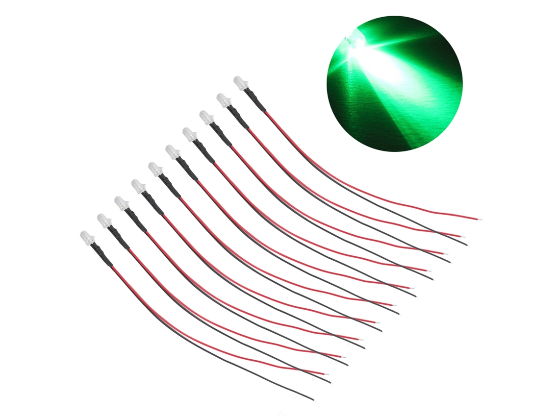 2026 10 piezas de diodos emisores de luz LED precableados de 5 mm para decoración, luz verde de 5-12 V
