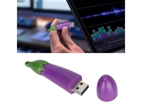 HURRISE Memoria USB Flash Drive con Elegante Apariencia de Berenjena de Dibujos Animados, Almacenamiento Portátil para Computadora Portátil, 32Gb d...