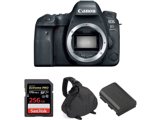 Kit Cámara CANON EOS 6D Mark II + SanDisk 256 GB + Batería + Bolsa (Full-Frame)