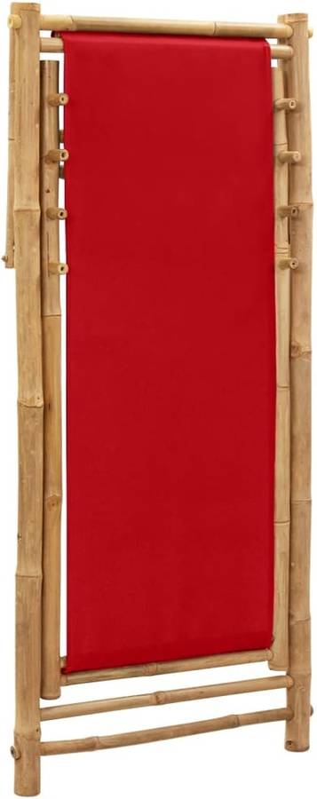 Tumbona Vidaxl De y lona rojo silla bambu 60x123x94 cm